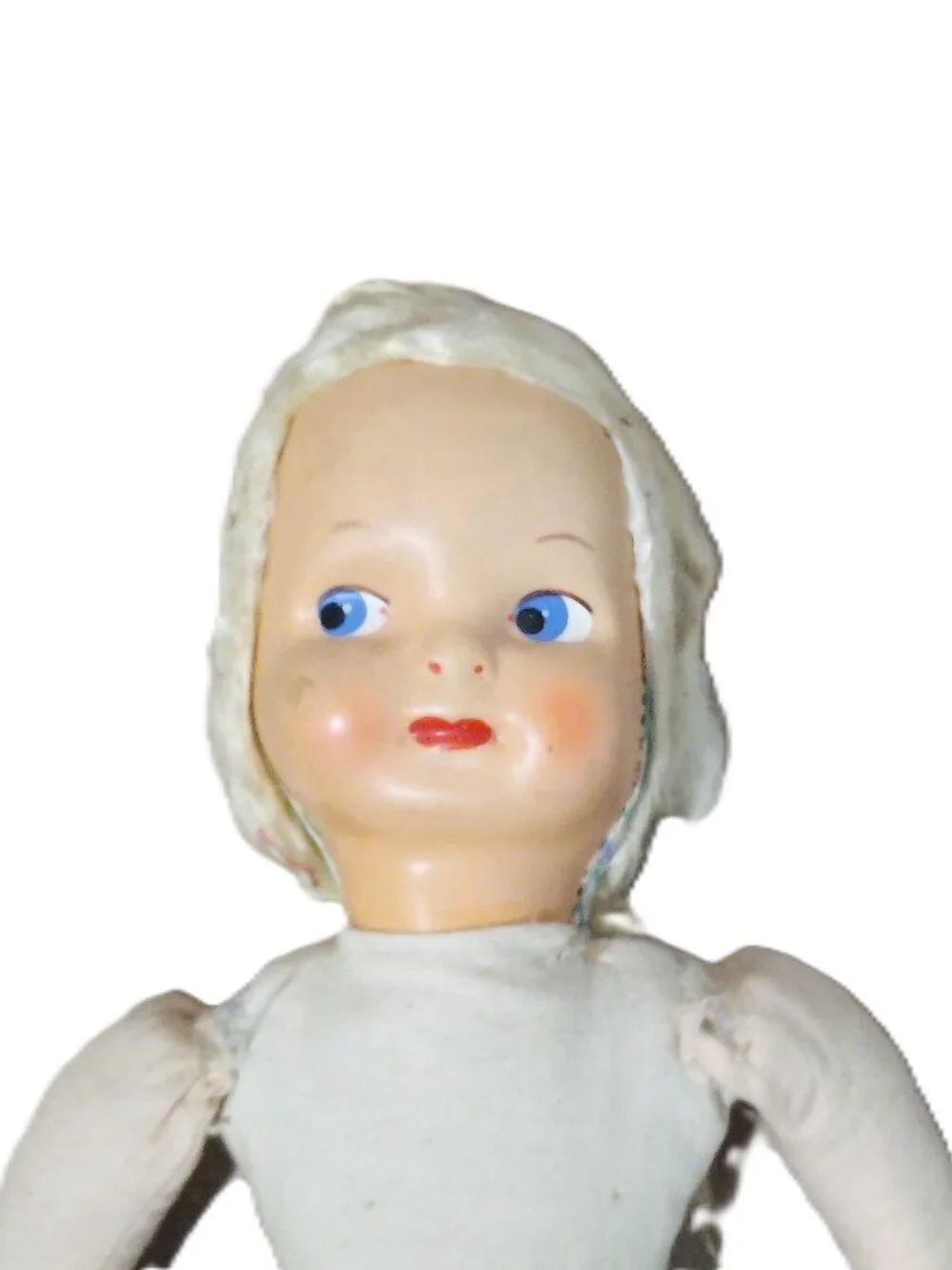 Vintage doll with mohair and plastic face
